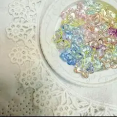 No.17パステルカラー蝶アクリルビーズ35個