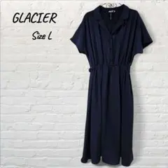 GLACIER　グラシア ハニーズ　半袖 ロングワンピース ネイビー L