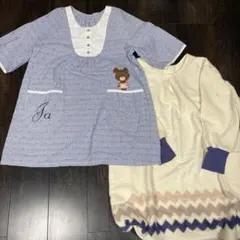 クマのジャッキー刺繍ストライプエプロンとフリースエプロン
