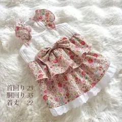 ☆SALE☆ 犬服ハンドメイド(•͈ᴗ•͈)ꕤピンク小花柄2段フリルキャミワンピ