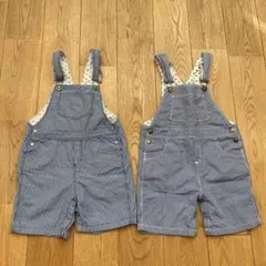 プチバトー　ヒッコリーストライプショートサロペット　86cm 24m 2枚セット