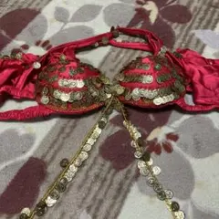 小柄さん、細身の方も向け　ベリーダンス 衣装　ピンク コイン付き