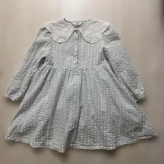 H&Mキッズガールズワンピース120長袖襟付き裏地付き春秋用水色女の子お出かけ用