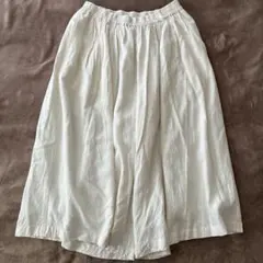 美品 Samansa Mos2 リネン混 ワイドパンツ F 白 ガウチョパンツ