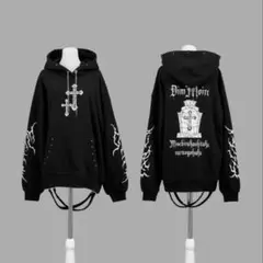 DimMoire スタッズ付きフードパーカー 黒 DimMoire スタッズ付きフードパーカー 黒