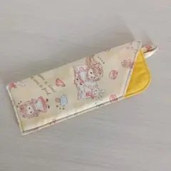 メガネケース スリム タイプ 柄物 女の子柄 イエロー ハンドメイド