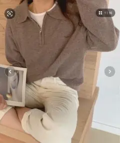 [新品 未使用] ハーフジップニット (韓国ファッション)