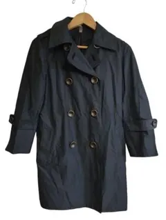【美品】アンタイトル 春色ネイビー ダブルトレンチコート 抜け感のあるミドル丈
