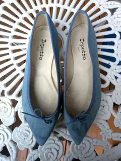 Repetto 青 ポインテッドトゥ フラットシューズ