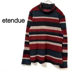 【etendue】リブニット 長袖 ハイネック ボーダー レトロ ナチュラルのサムネイル