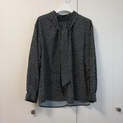 ボウタイブラウス エニィファム 黒ドット柄