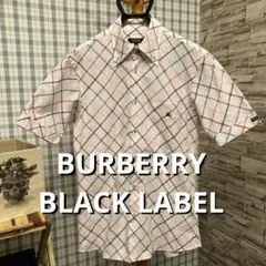 バーバリーブラックレーベル　チェック柄ボタンダウン半袖シャツ　薄いピンク