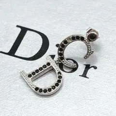 Christian Dior CDロゴ 片耳 ピアス シルバー ラインストーン