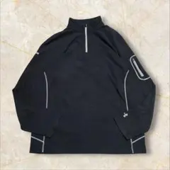 アンダーアーマーフリース ハーフジップ 刺繍ロゴ US古着 薄手プルオーバー