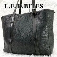 L.E.D.BITES　トートバッグ　ワンショルダー　シボ加工　A4可　ブラックのサムネイル