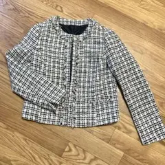 ROPE PICNIC ツイード　ノーカラージャケット　フリンジ　36