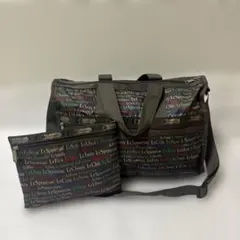 LeSportsac レスポートサック ポーチ付 ロゴプリントボストンバッグ
