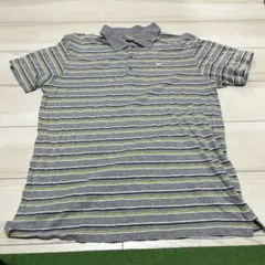 Nike XL グレー ストライプ ポロシャツ
