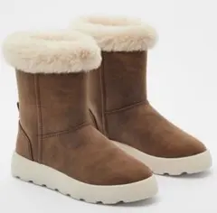 新品☆ZARA ザラ ファー付きブーツ24.5cm