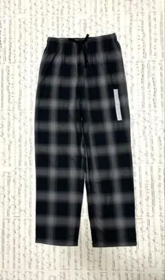 GU フランネルイージーパンツ　オンブレチェック　メンズ　ブラック　S