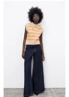 ZARA 花柄ニットベスト 新品未使用タグ付き