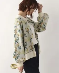 GLOBAL WORK ジャガードクルーカーディガン