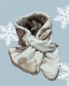 ハンドメイド　クマ柄　フリースマフラー