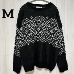FOREVER 21 ノルディック柄 ニット 厚手 モノトーン 黒 白 M