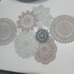 シルバーベージュ レース テーブルデコレーション