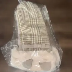 ベージュ系チェック柄ミトン手袋