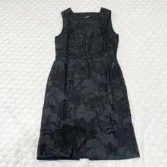 90s トリココムデギャルソン　ワンピース　ドレス　花柄刺繍　ノースリーブ　黒