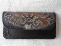 ヴィンテージ調 型押し カービング 長財布 ジャンク