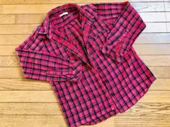 【送料無料♡訳あり】レディース　長袖シャツ　トップス　赤　アウトドア　M