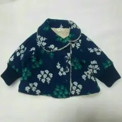 seraph セラフ ベビーアウター【80】 ネイビー 花柄 裏起毛