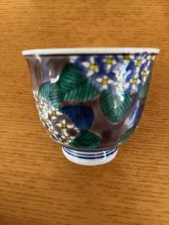 紫陽花　汲出茶碗　九谷美山