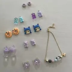 ポストピアス8ペア・天然石ブレスレット1つ/送料込み