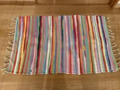 カラフル　ストライプ　烈織ラグ　おしゃれ　インテリア ハンドメイド