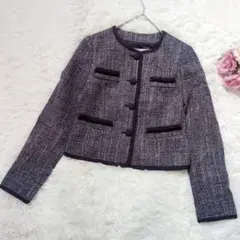 ViaggioBlu ツイード 長袖ジャケット ブラック マルチカラー 2