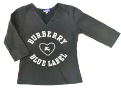 【日本製】バーバリーブルーレーベル　スエードトップス　ロゴ編みニット　Y2K