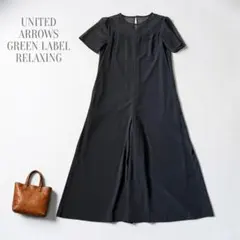 グリーンレーベルリラクシング オールインワン 黒 半袖 M ロング丈 春夏 薄手
