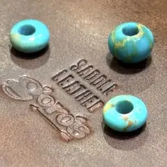 天然ターコイズ丸ビーズビーズ3粒SET ゴローズカスタム用に