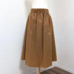 NEI フレアスカート ブラウン ウエストゴム 裏地付き L きれいめ
