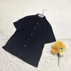 ダックス　半袖シャツ　ネイビー【M】胸ポケット ロゴ刺繍　大人カジュアル