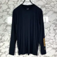 美品　PUMA　プーマ　（M）　袖ロゴプリント長袖Tシャツ　インナーウェア　黒のサムネイル