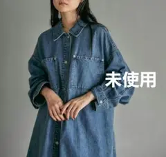 未使用 レプシィム フリンジパッチ BIGデニムシャツ ブルー