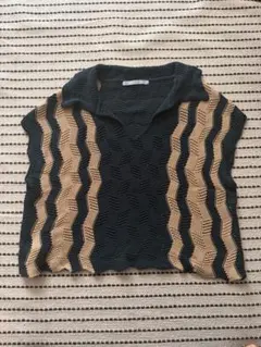 KBF ニットベスト ポロベスト ネイビー・ベージュ