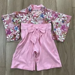 花柄着物スタイルリボン付きベビー服　70