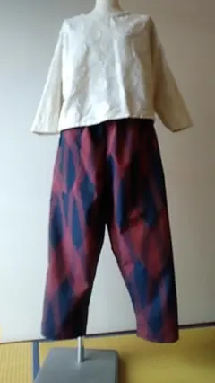 ワイドパンツ　もんぺ風　京都西陣ウール