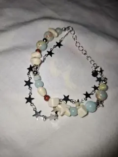 カラフルビーズ 星形チャーム ブレスレット