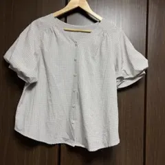 NICE CLAUP.チェック柄 半袖ブラウス